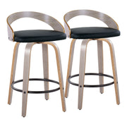 Grotto - Mid Century Modern Fixed Height Counter Stool With Swivel With Round Footrest (Set of 2) - R&R Furniture Gallery (Fountain Valley, CA)