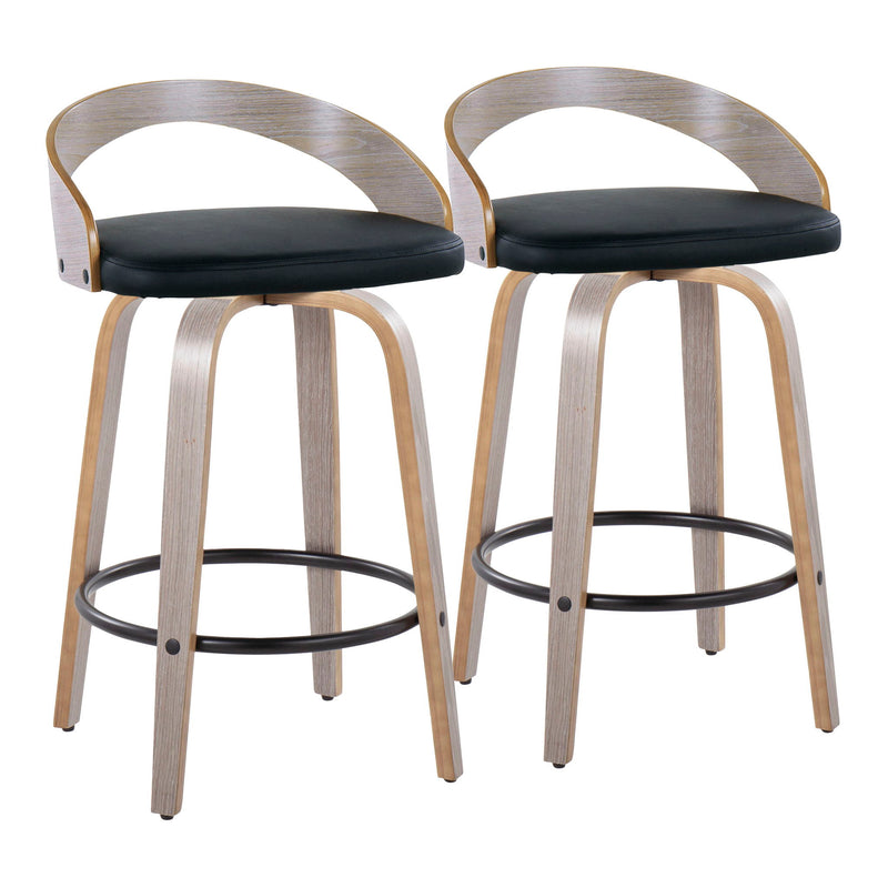 Grotto - Mid Century Modern Fixed Height Counter Stool With Swivel With Round Footrest (Set of 2) - R&R Furniture Gallery (Fountain Valley, CA)