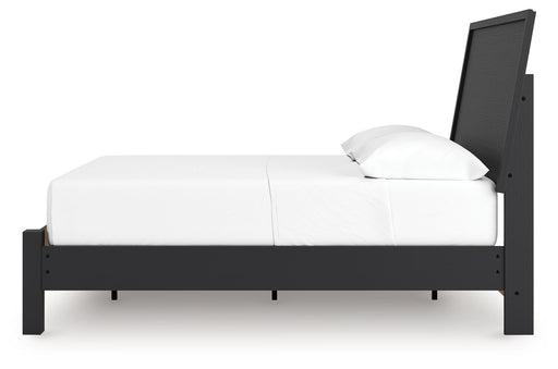 Signature Design by Ashley Danziar panel bed with low footboard, showcasing a sleek wooden frame and modern design.