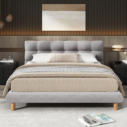 Upholstered Platform Bed Frame With Cookie Shaped Headboard - R&R Furniture Gallery (Fountain Valley, CA)