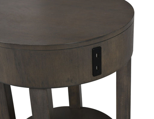 Jonah - MDF End Table With USB Ports - Light Brown - R&R Furniture Gallery (Fountain Valley, CA)