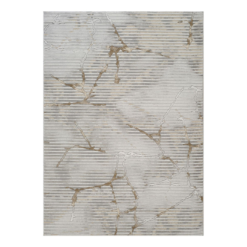 Geometrix - 5'3" X 7'3" Area Rug With Geometric, 3D Effect - Ivory / Gray - R&R Furniture Gallery (Fountain Valley, CA)