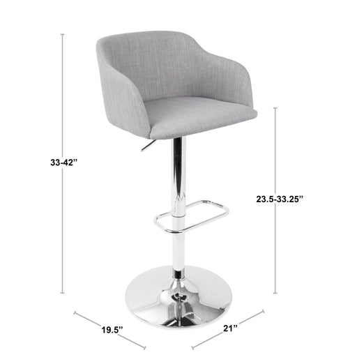 Lumi Source Daniella contemporary adjustable barstool with swivel in light gray, bar height 28-30 inches, modern design