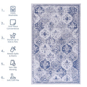 Maval - 6' X 9' Washable Area Rug - Blue - R&R Furniture Gallery (Fountain Valley, CA)