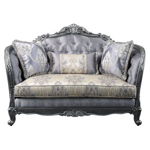 Ariadne - Loveseat With 3 Pillows - Fabric & Platinum - R&R Furniture Gallery (Fountain Valley, CA)