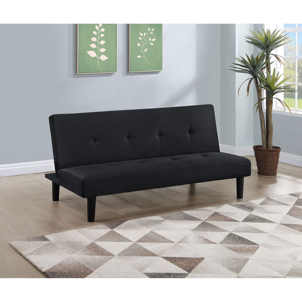 Boston - Tufted Convertible Sofa Bed Armless Design - Black