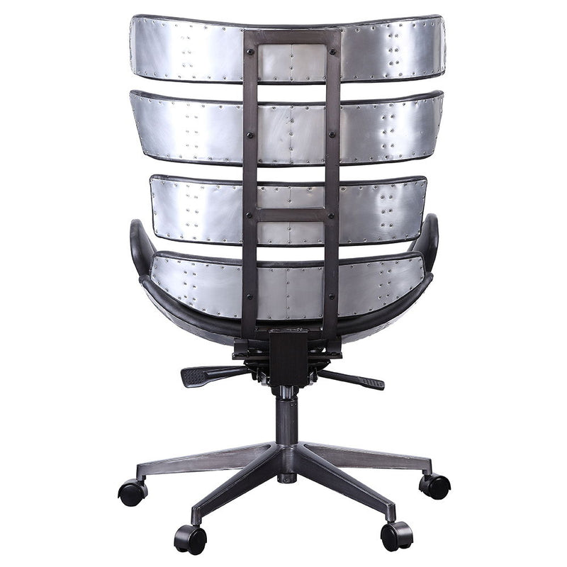 Megan - Office Chair - Vintage Black Top Grain Leather & Aluminum - R&R Furniture Gallery (Fountain Valley, CA)