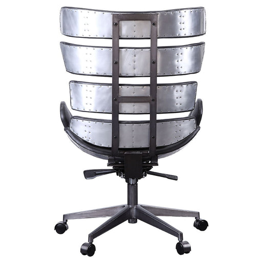 Megan - Office Chair - Vintage Black Top Grain Leather & Aluminum - R&R Furniture Gallery (Fountain Valley, CA)