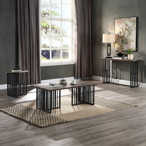 Zudora - Sofa Table - Antique Oak & Black - R&R Furniture Gallery (Fountain Valley, CA)