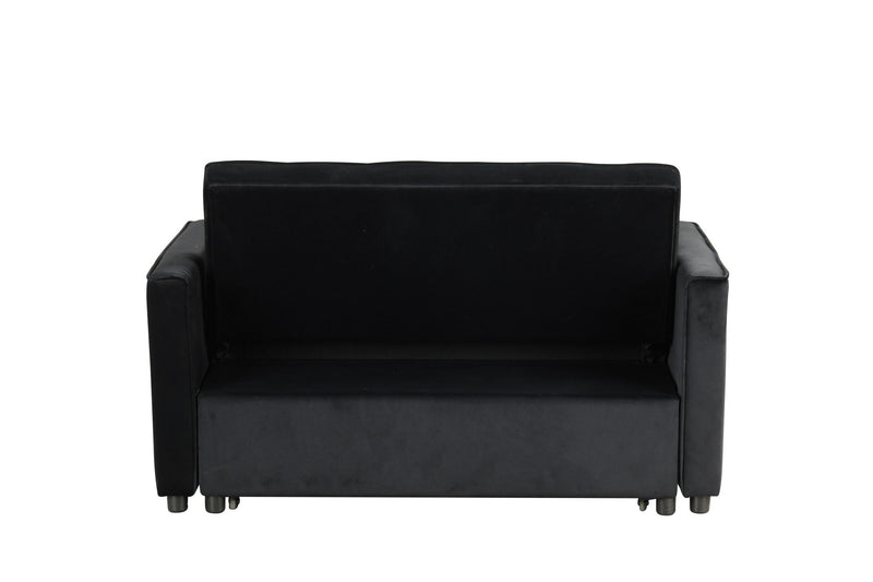 Maeve - Convertible Sleeper Loveseat With Tufting and Side Pocket - Black - R&R Furniture Gallery (Fountain Valley, CA)