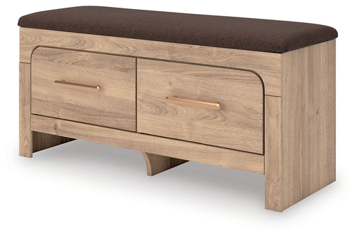 Kinlanni - Bedroom Upholstered Storage Bench - Tan / Brown - R&R Furniture Gallery (Fountain Valley, CA)