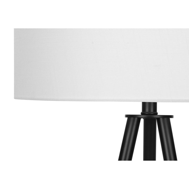 Contemporary 8th Street floor lamp with sleek metal stand and fabric shade, providing stylish lighting for modern living spaces.