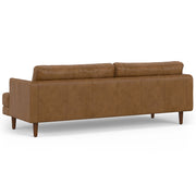 Livingston upholstered stationary sofa by Simpli-Home featuring plush fabric, wide armrests, and a modern design for living room comfort.