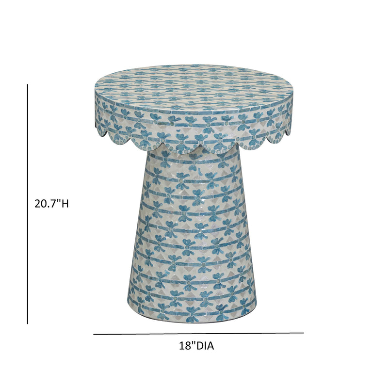 Lady - Capiz Shell Round Side Table - Blue Ribbon - R&R Furniture Gallery (Fountain Valley, CA)