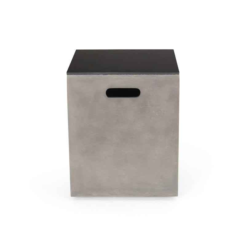 Modern Design Mgo Tank Holder Side Table With Ceramic Top - Black / Gray - R&R Furniture Gallery (Fountain Valley, CA)