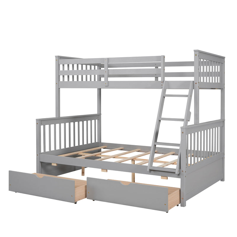 DreamHaus bunk bed with ladders and two storage drawers, featuring a sturdy frame and space-saving design in a modern bedroom setting.