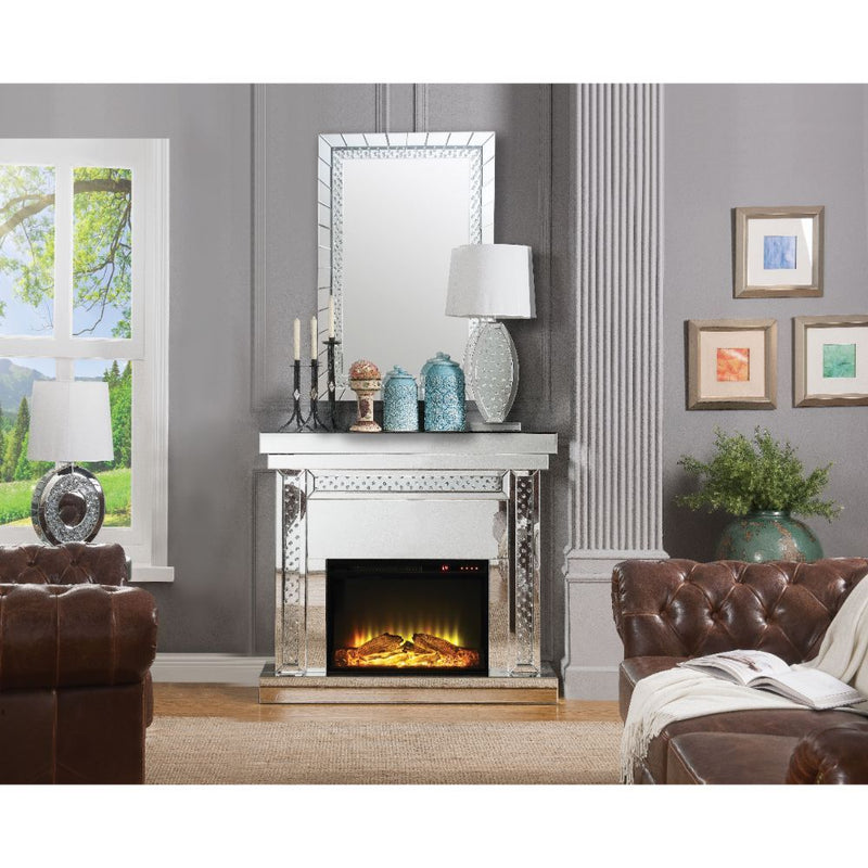 Nysa - 42" Fireplace - Mirrored & Faux Crystals - R&R Furniture Gallery (Fountain Valley, CA)