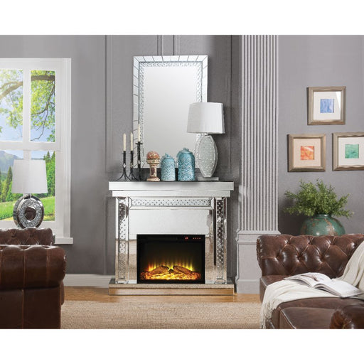 Nysa - 42" Fireplace - Mirrored & Faux Crystals - R&R Furniture Gallery (Fountain Valley, CA)