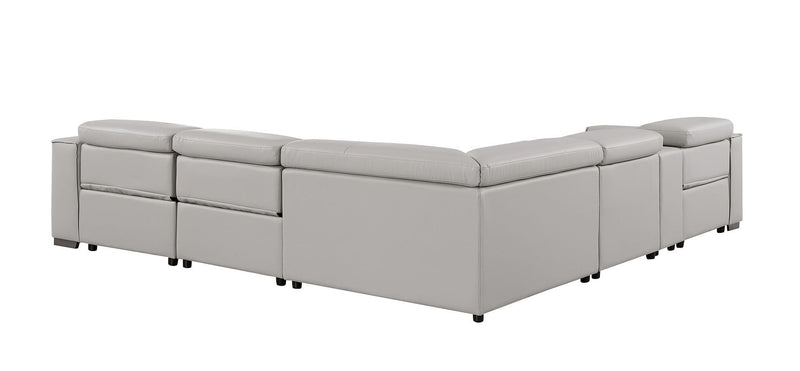 1208 - 6-Piece L-Shaped Leather Reclining Sectional With 3 Power Recliners