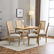 French Country Dining Chair With Rectangular Cane Backrest And Smooth Upholstered Seating - R&R Furniture Gallery (Fountain Valley, CA)