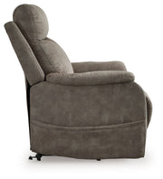 Signature Design by Ashley Crestmeade Power Lift Recliner in plush fabric, showing the chair's comfortable, adjustable lift feature.