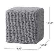 Chabani - Indoor Modern Knitted Fabric Cube Pouf Ottoman - Light Gray - R&R Furniture Gallery (Fountain Valley, CA)