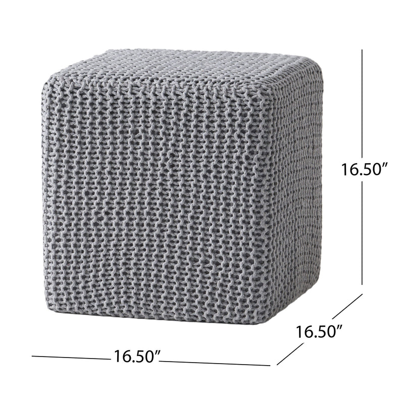 Chabani - Indoor Modern Knitted Fabric Cube Pouf Ottoman - Light Gray - R&R Furniture Gallery (Fountain Valley, CA)