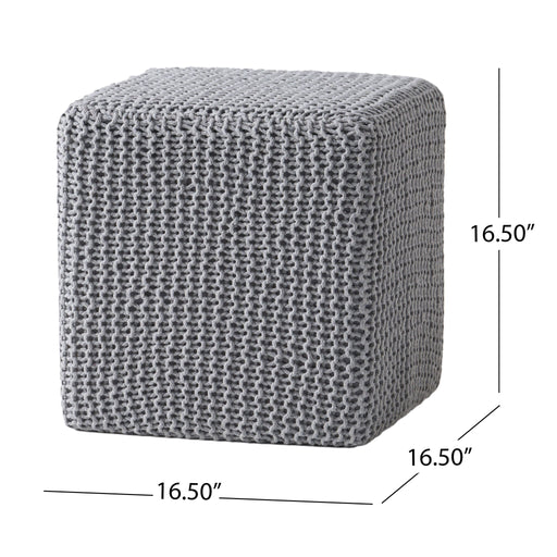 Chabani - Indoor Modern Knitted Fabric Cube Pouf Ottoman - Light Gray - R&R Furniture Gallery (Fountain Valley, CA)