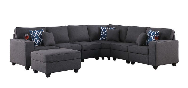 Cooper - Sectional Sofa With Ottomans And Cupholder - R&R Furniture Gallery (Fountain Valley, CA)