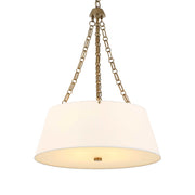 Uttermost Andalucia 4-light drum pendant lighting fixture with gold and white finishes hanging from the ceiling.