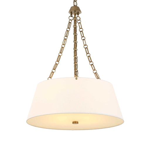 Uttermost Andalucia 4-light drum pendant lighting fixture with gold and white finishes hanging from the ceiling.