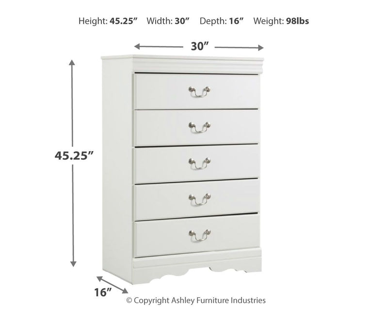 Anarasia - Five Drawer Chest - White - R&R Furniture Gallery (Fountain Valley, CA)