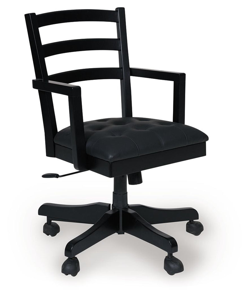 Wildenauer - Home Office Swivel Desk Chair - Brown / Black - R&R Furniture Gallery (Fountain Valley, CA)