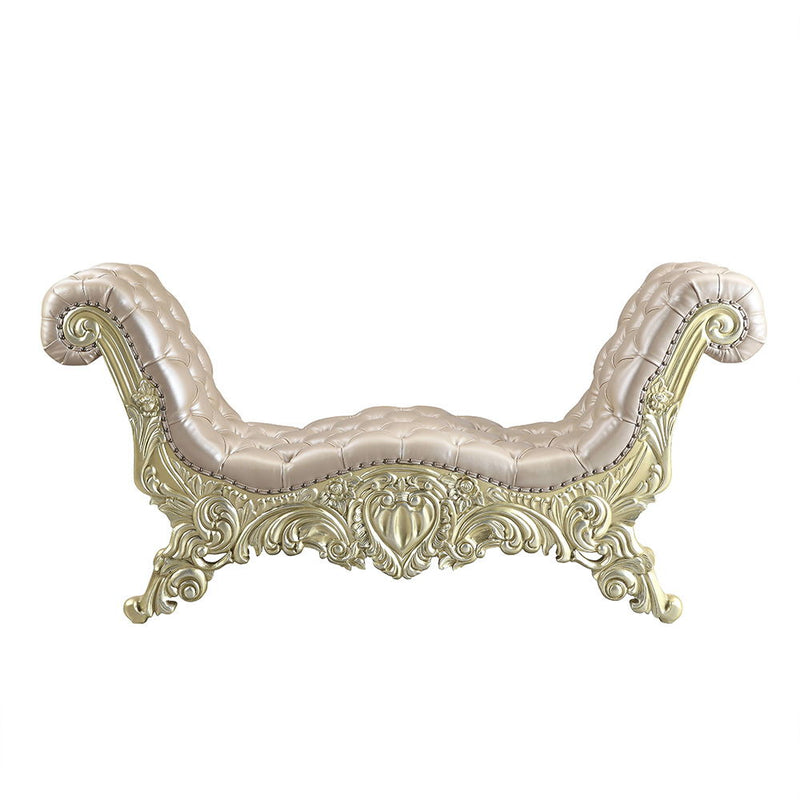 Vatican - Bench - Synthetic Leather, Light Gold & Champagne Silver - R&R Furniture Gallery (Fountain Valley, CA)