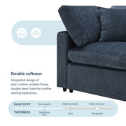 Modern Luxe & Co. modular cloud sofa bed with six-seat sectional and ottoman, U-shaped convertible sleeper for living room comfort.
