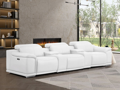 2679 - Genuine Leather Sofa With 3 Power Recliners & Dual Storage Consoles - R&R Furniture Gallery (Fountain Valley, CA)