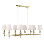 Uttermost Arques 8-light linear chandelier with white and gold finish, featuring sleek modern design and elegant lighting elements.