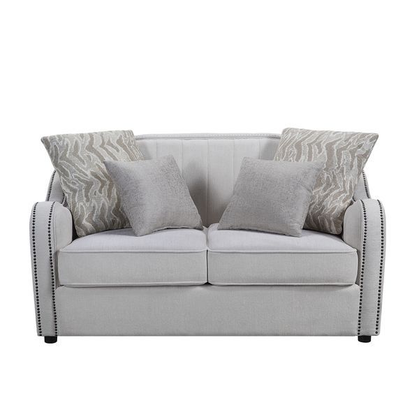 Mahler - Loveseat With 4 Pillows - Beige Linen - R&R Furniture Gallery (Fountain Valley, CA)
