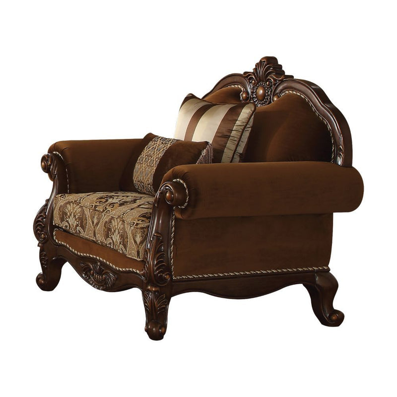 Jardena - Chair With 2 Pillows (Same Lv01593) - Pattern Fabric & Cherry Oak - R&R Furniture Gallery (Fountain Valley, CA)