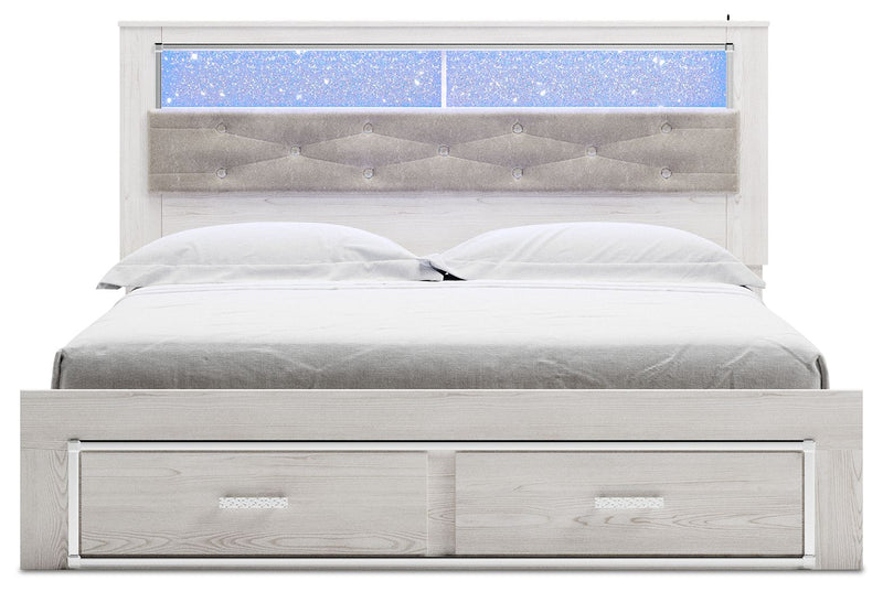 Altyra - King Upholstered Bookcase Bed With Storage - White - R&R Furniture Gallery (Fountain Valley, CA)