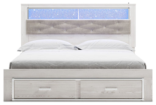 Altyra - King Upholstered Bookcase Bed With Storage - White - R&R Furniture Gallery (Fountain Valley, CA)