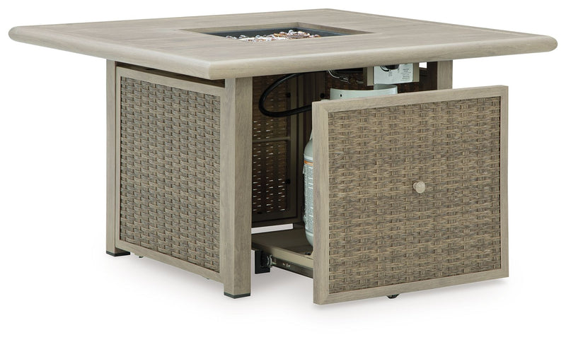Cliff Trails - Square Fire Pit Table - Beige - R&R Furniture Gallery (Fountain Valley, CA)