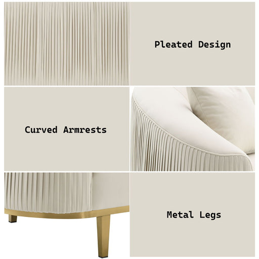 Martina - Loveseat With 2 Pillows - Ivory Velvet - R&R Furniture Gallery (Fountain Valley, CA)