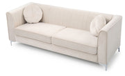 Glory Furniture Delray Micro Suede Sofa in neutral color, stationary sofa with plush cushions and modern design.