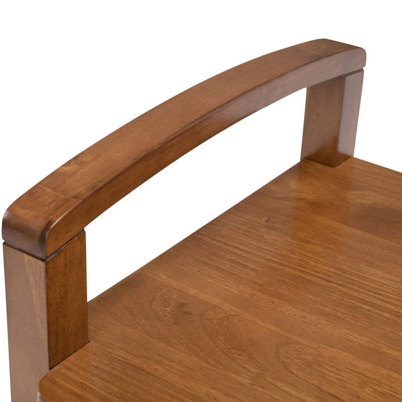 Handcrafted Warm Shaker entryway storage bench by Simpli-Home with a wooden seat and storage compartment, ideal for hallway organization.