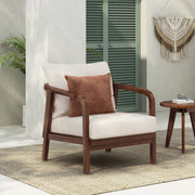 Outdoor Lounge Chair With Woven Backrest, Solid Wood Frame, Comfortable Cushions - R&R Furniture Gallery (Fountain Valley, CA)