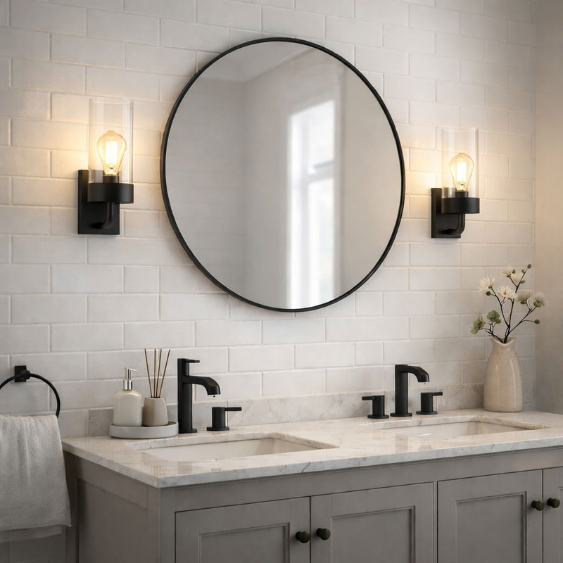 Zephyr - Single Light Sconce - Black / Clear - R&R Furniture Gallery (Fountain Valley, CA)
