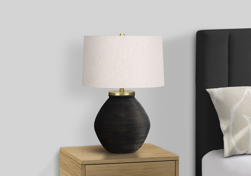 Lighting, Table Lamp, Concrete, Contemporary - Black / Cream - R&R Furniture Gallery (Fountain Valley, CA)