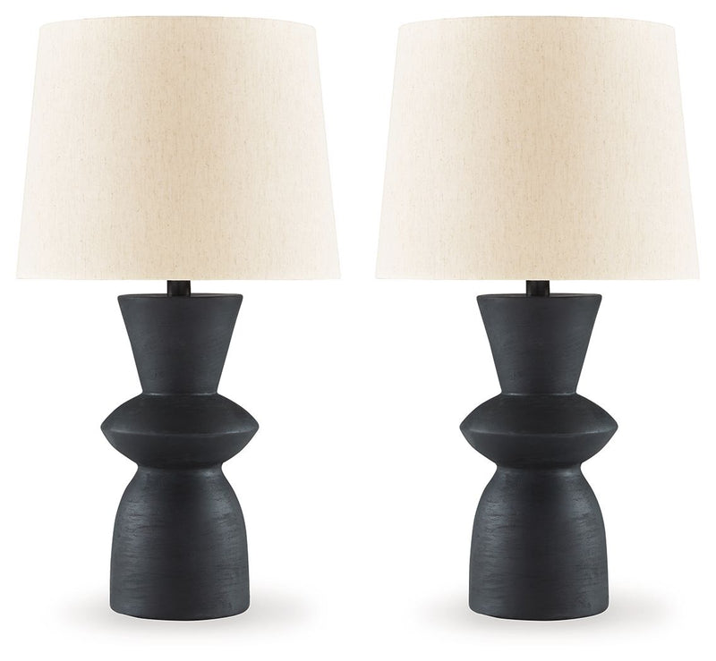Scarbot - Paper Table Lamp (Set of 2) - Distressed Black - R&R Furniture Gallery (Fountain Valley, CA)
