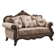 Mehadi - Loveseat With 6 Pillows - Velvet & Walnut - R&R Furniture Gallery (Fountain Valley, CA)